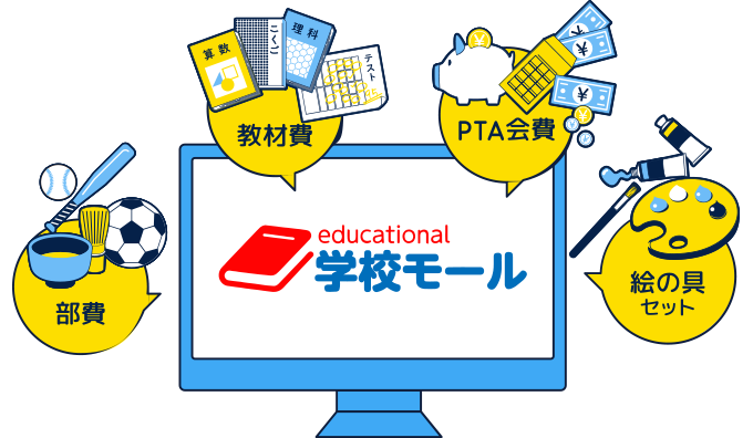 <b>学校モールだけで</b><br />
集金・希望品業務が完結！